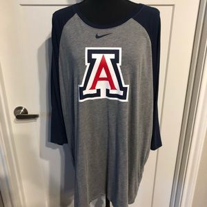 NWOT NIKE RAGLAN 3/4 SLEEVE ARIZONA TEE